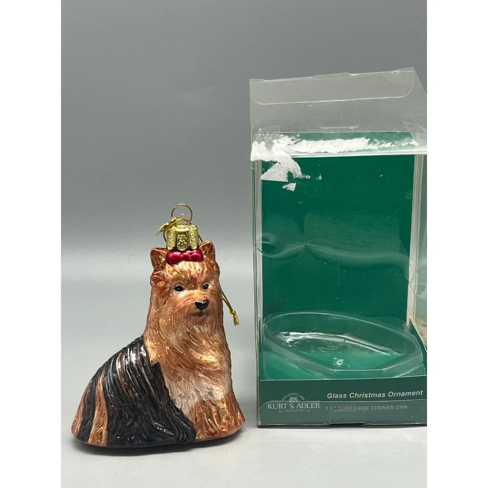 Kurt Adler Noble‎ Gems collection Yorkshire Terrier Glass ornament /box